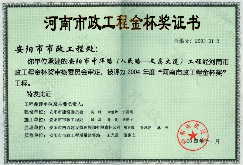 中華路(人民路-文昌大道)金杯獎(jiǎng)