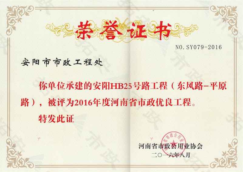 HB25號路(東風路-平原路)工程省優